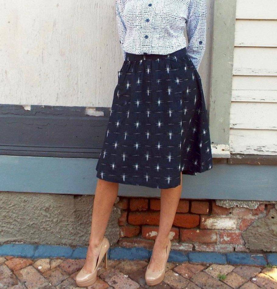 Navy Stars Midi Skirt - Consciously