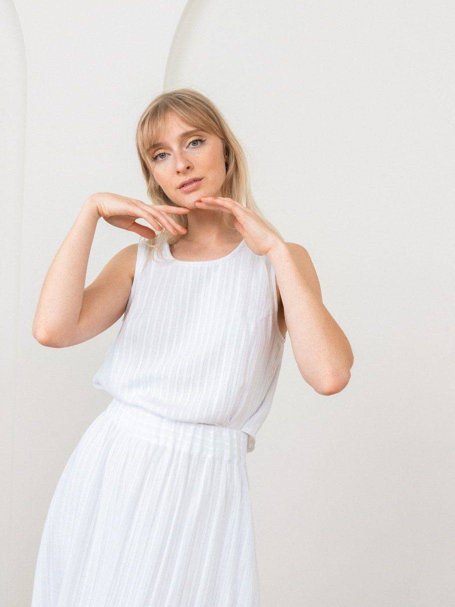 Open Back Tank (White Stripe) Top Laude The Label