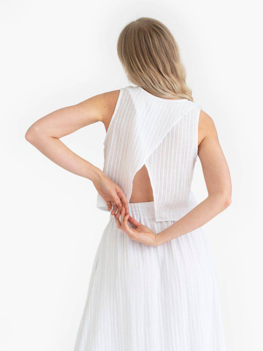 Open Back Tank (White Stripe) Top Laude The Label