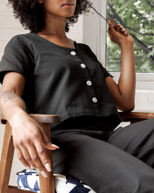 Wide Leg Cargo Pants (Black)