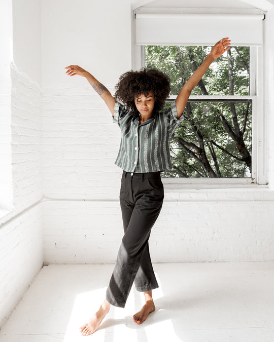 Wide Leg Cargo Pants (Black)