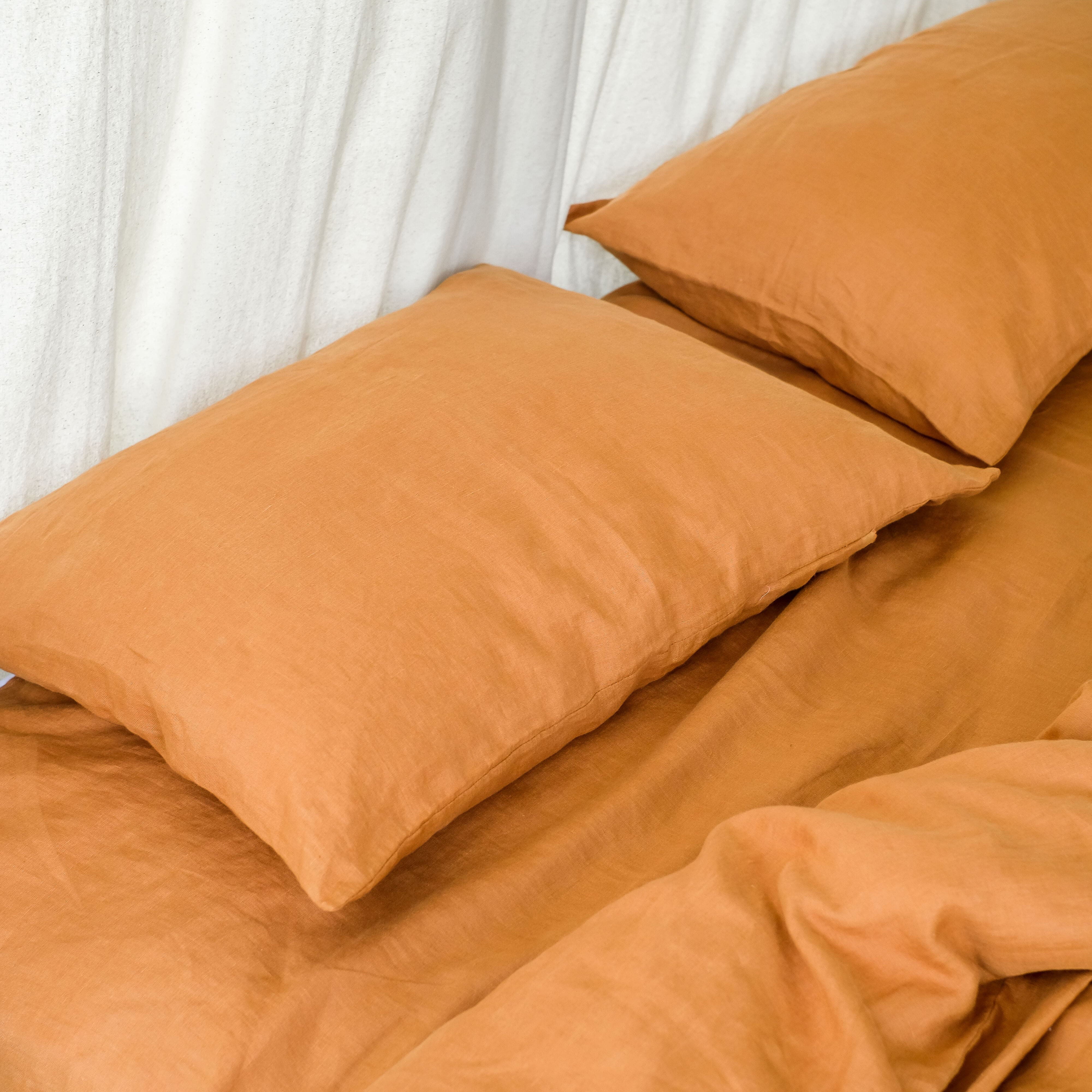 Linen Fitted Sheet (Cinnamon)