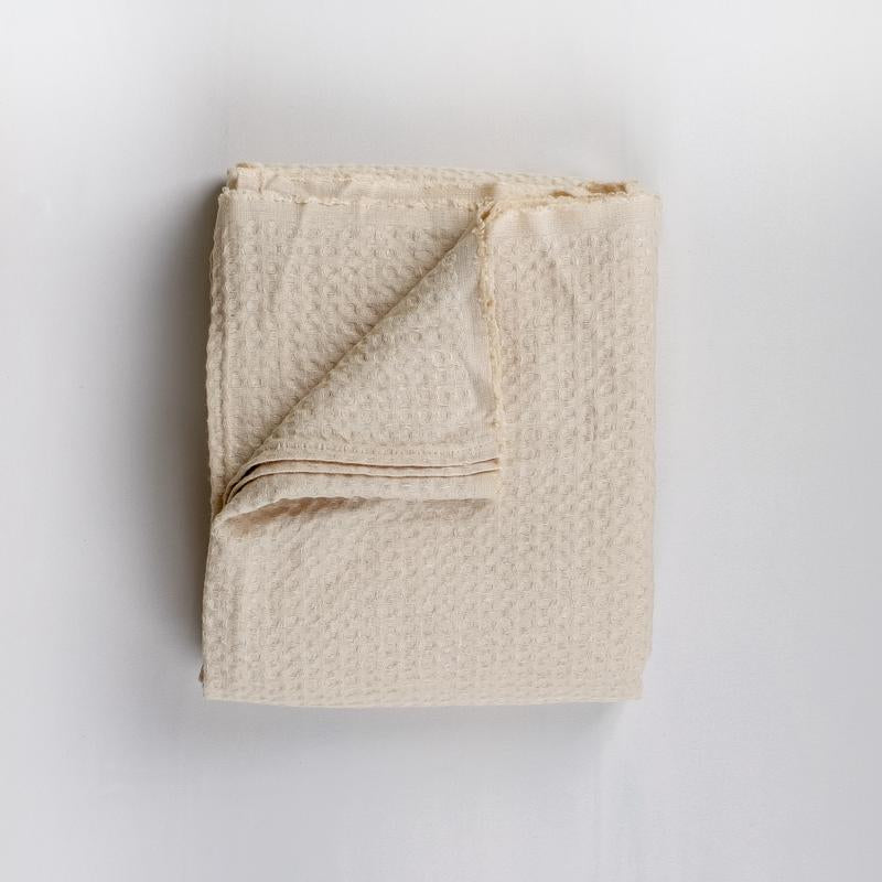 Linen Waffle Blanket (Ivory)