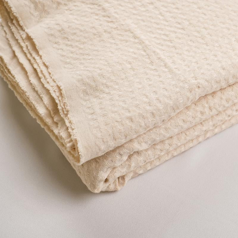 Linen Waffle Blanket (Ivory)