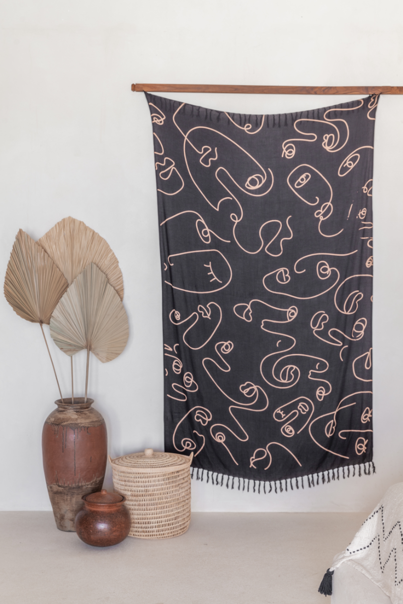 Faces Tapestry (Vintage Olive)