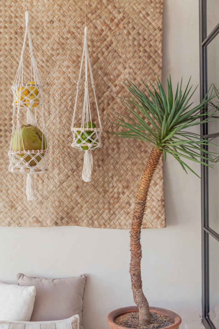 Macrame Hanging Basket (Cotton and Rattan)