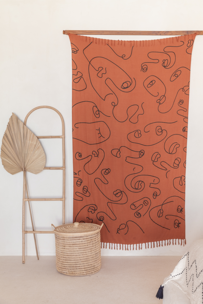 Faces Tapestry (Terracotta)