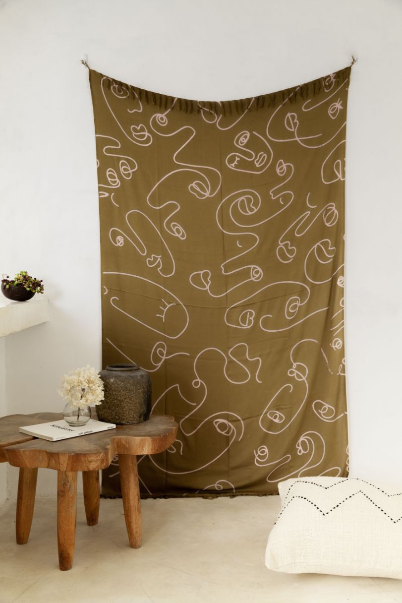 Faces Tapestry (Vintage Olive)