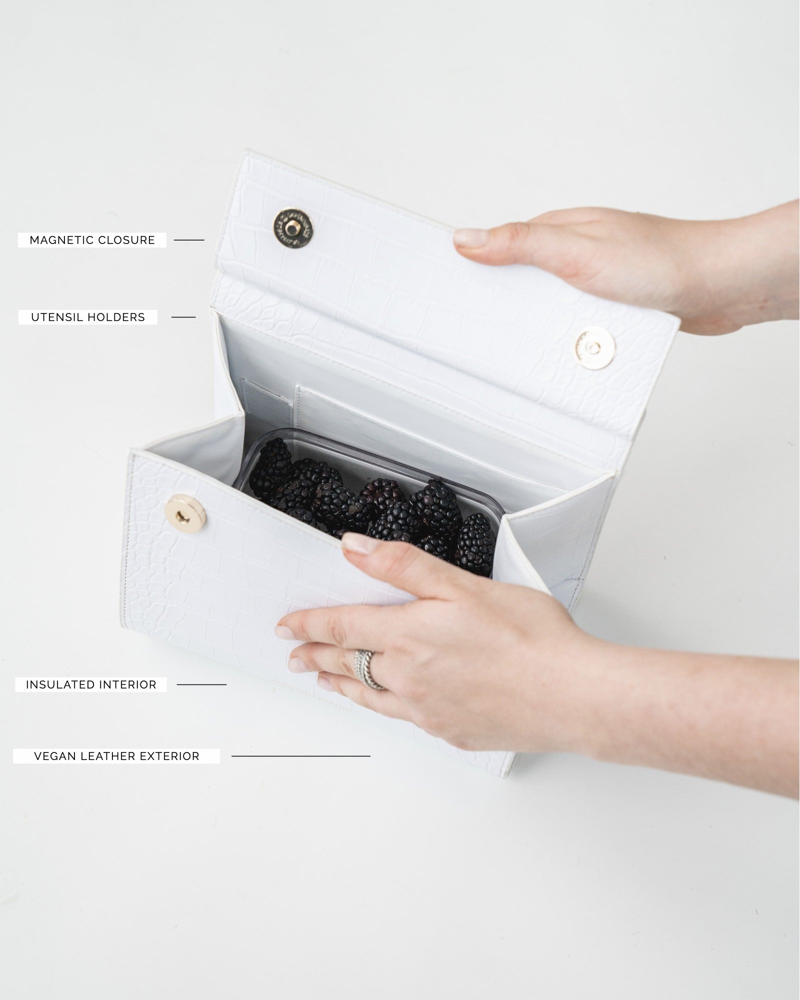 The Mini Luncher (White Faux Crocodile)