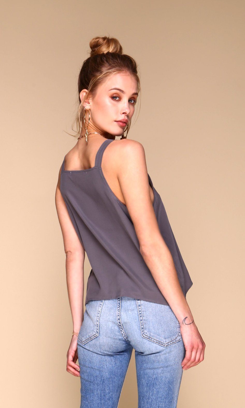 Ada Tank | Gunmetal Grey silk tank top Tank Top Merritt Charles