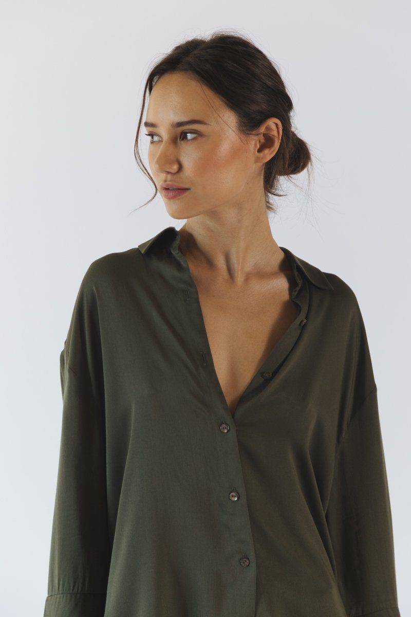 Boyfriend Shirt (Olive Green) Top Neu Nomads