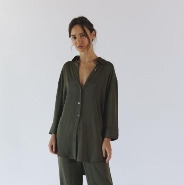 Boyfriend Shirt (Olive Green) Top Neu Nomads