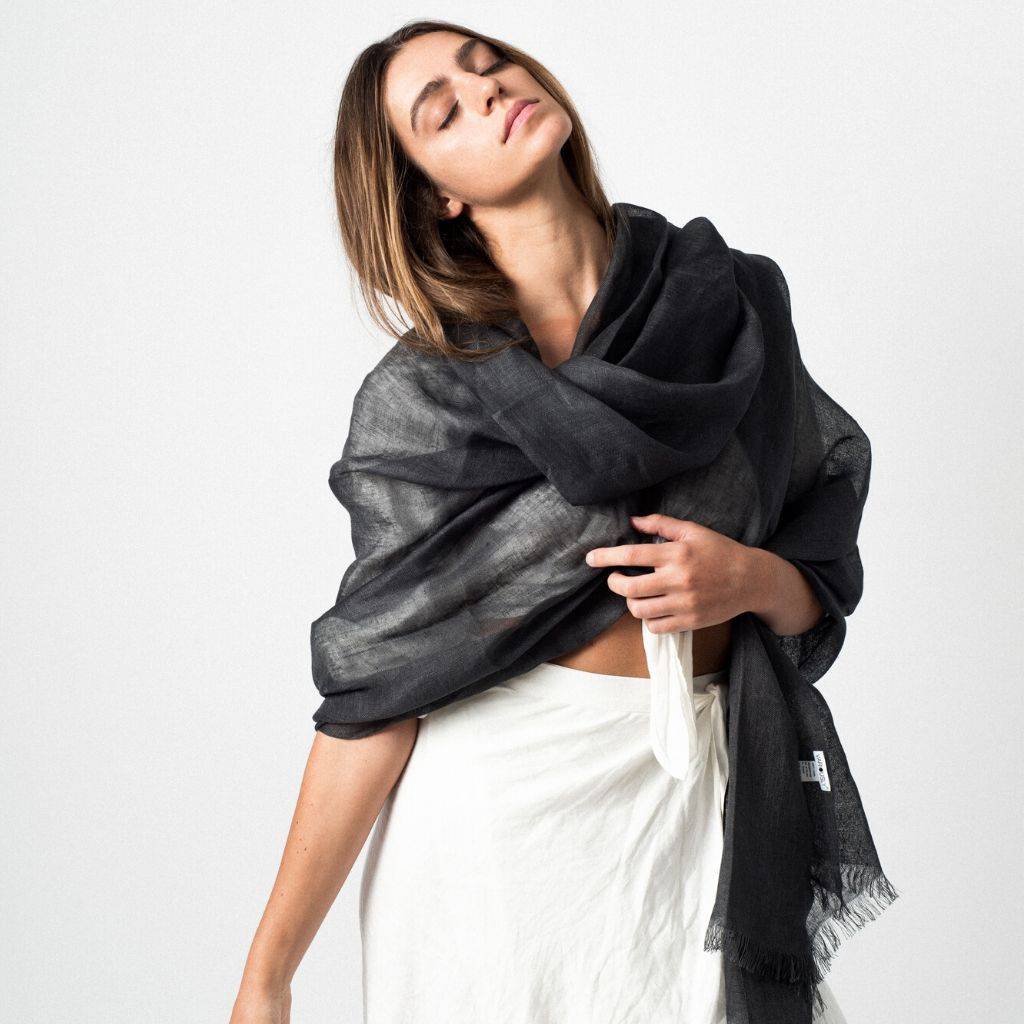 Linen Scarf (Charcoal) Scarf Variously