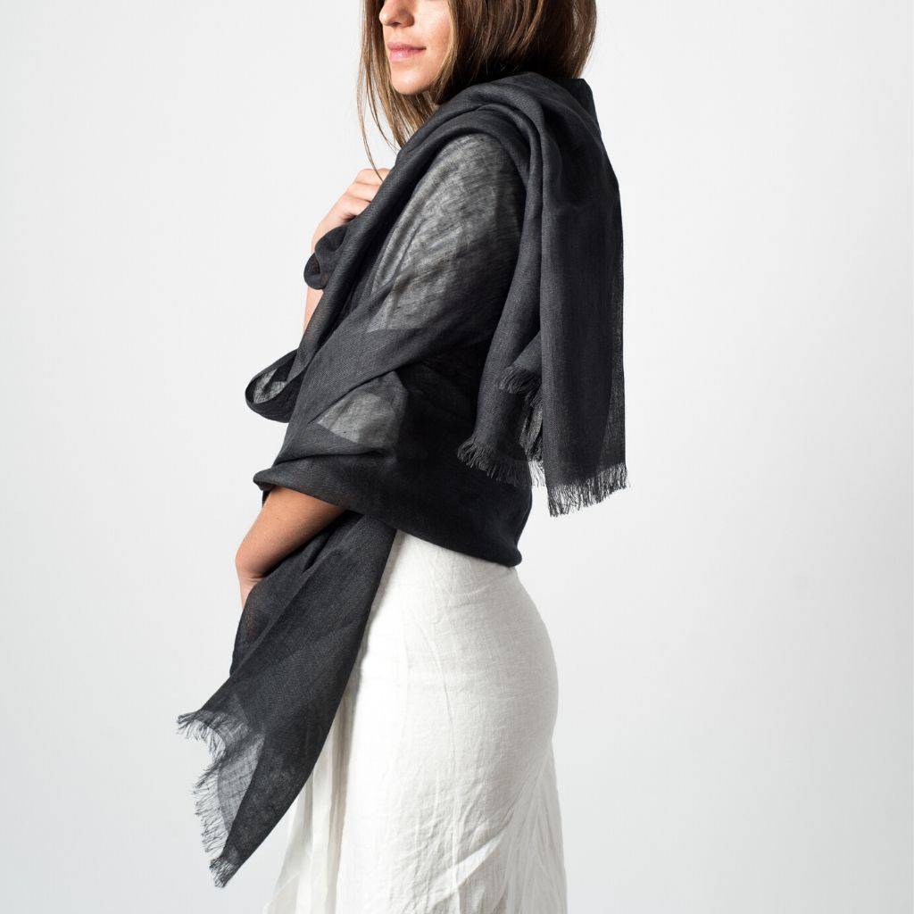 Linen Scarf (Charcoal) Scarf Variously