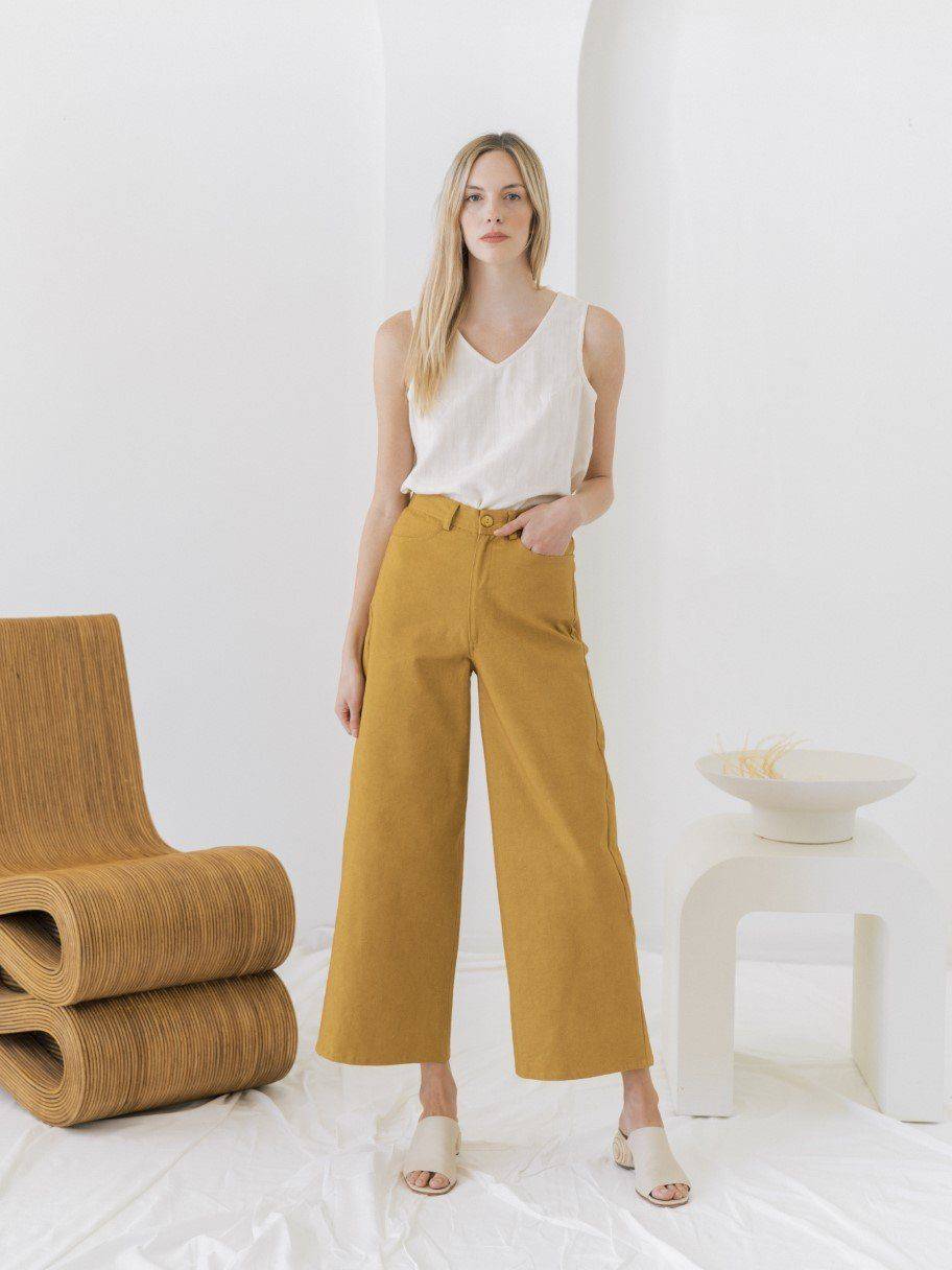 High Rise Pants (Turmeric) Pants Laude The Label