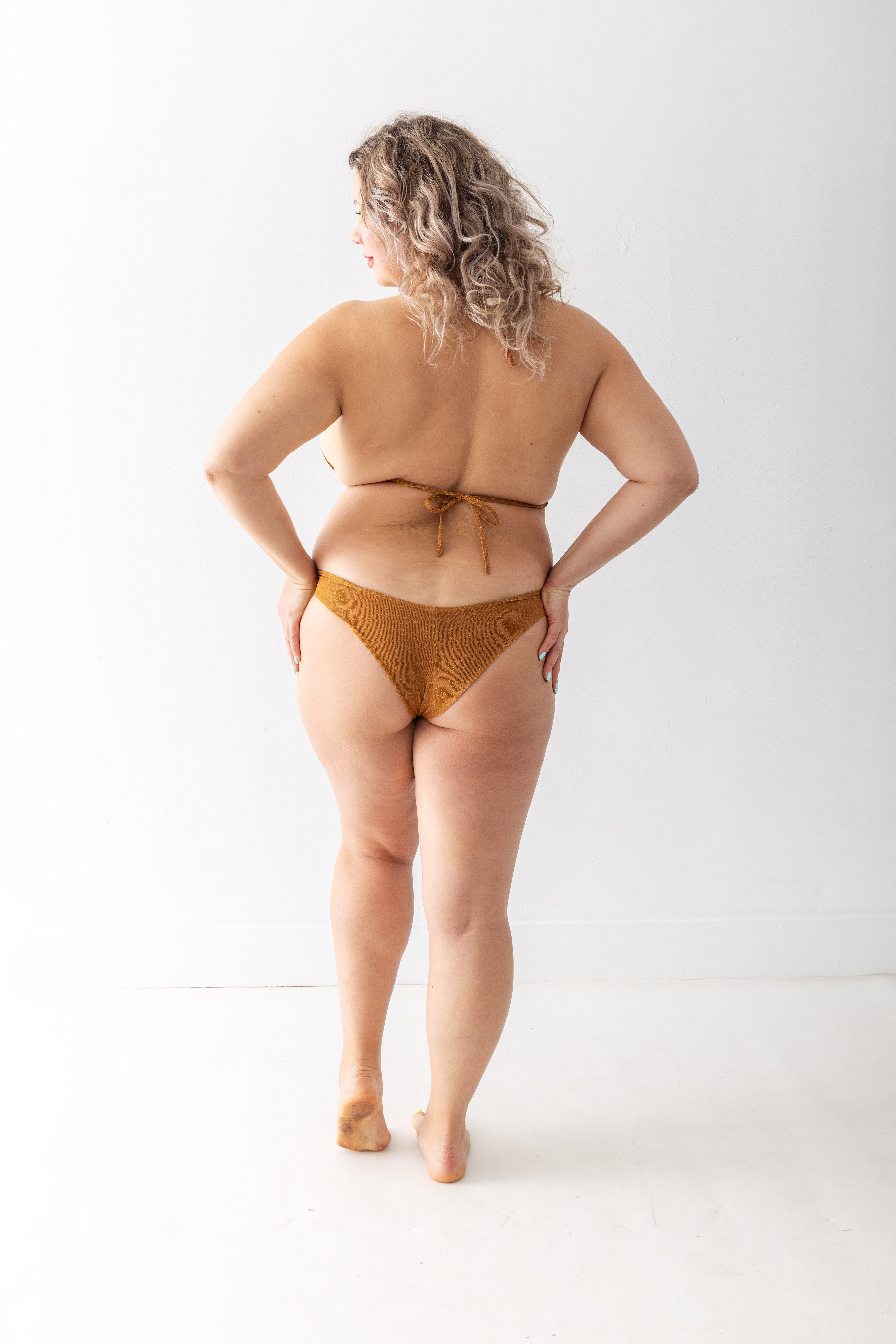 Noami Sparkly Metallic Triangle Bikini Top