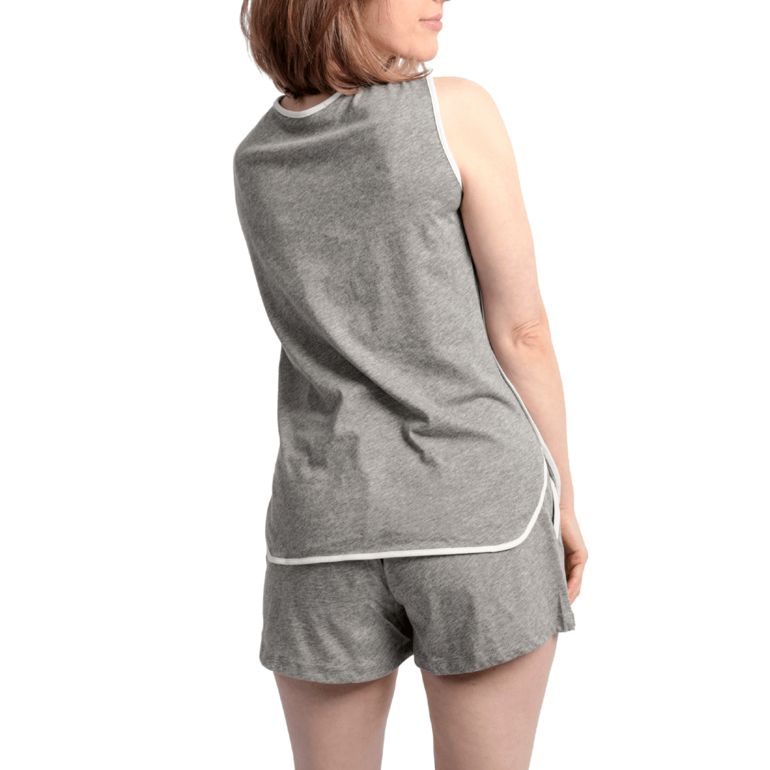 Pima Tank Short Pajama Set (Grey) Loungewear Leena and Lu