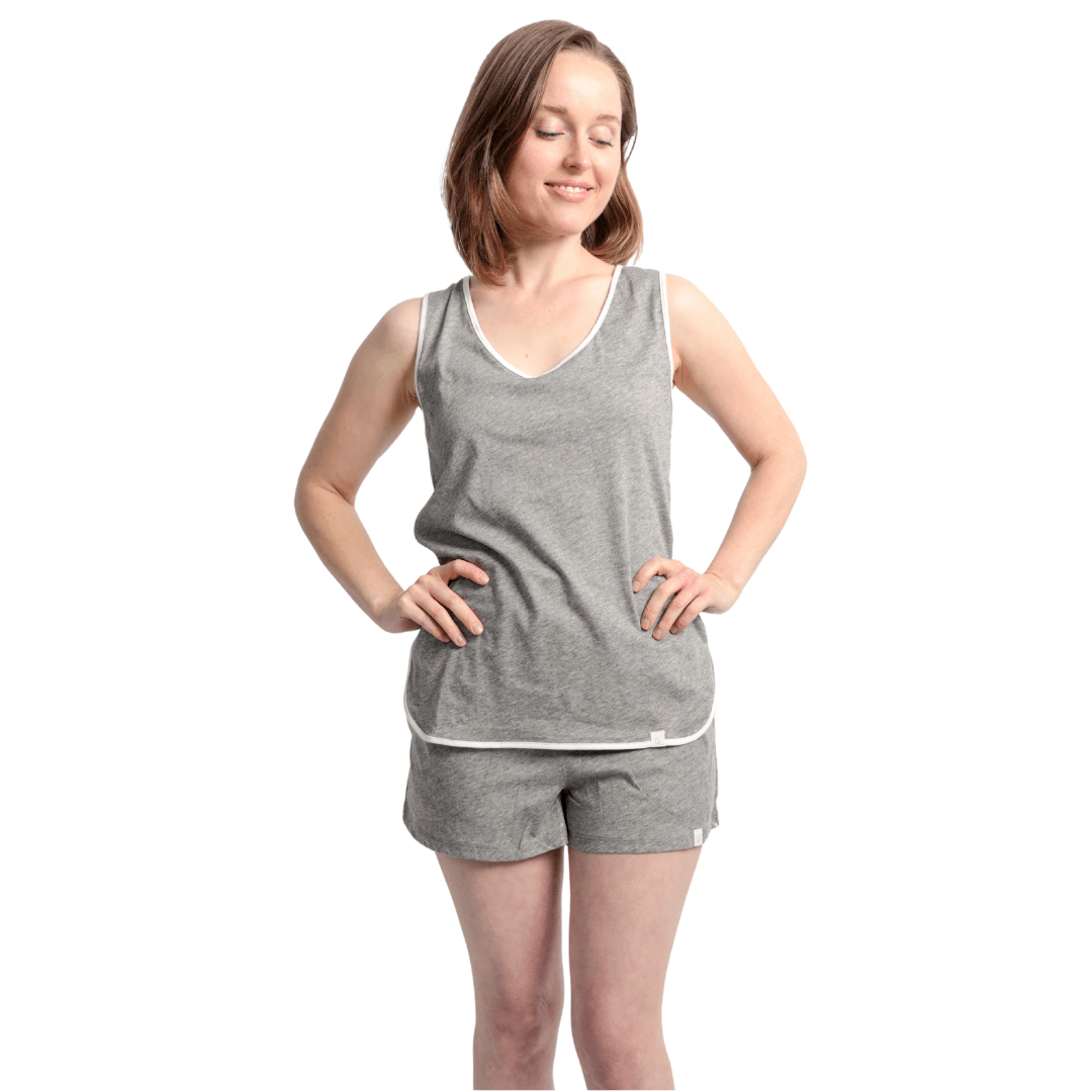 Pima Tank Short Pajama Set (Grey) Loungewear Leena and Lu