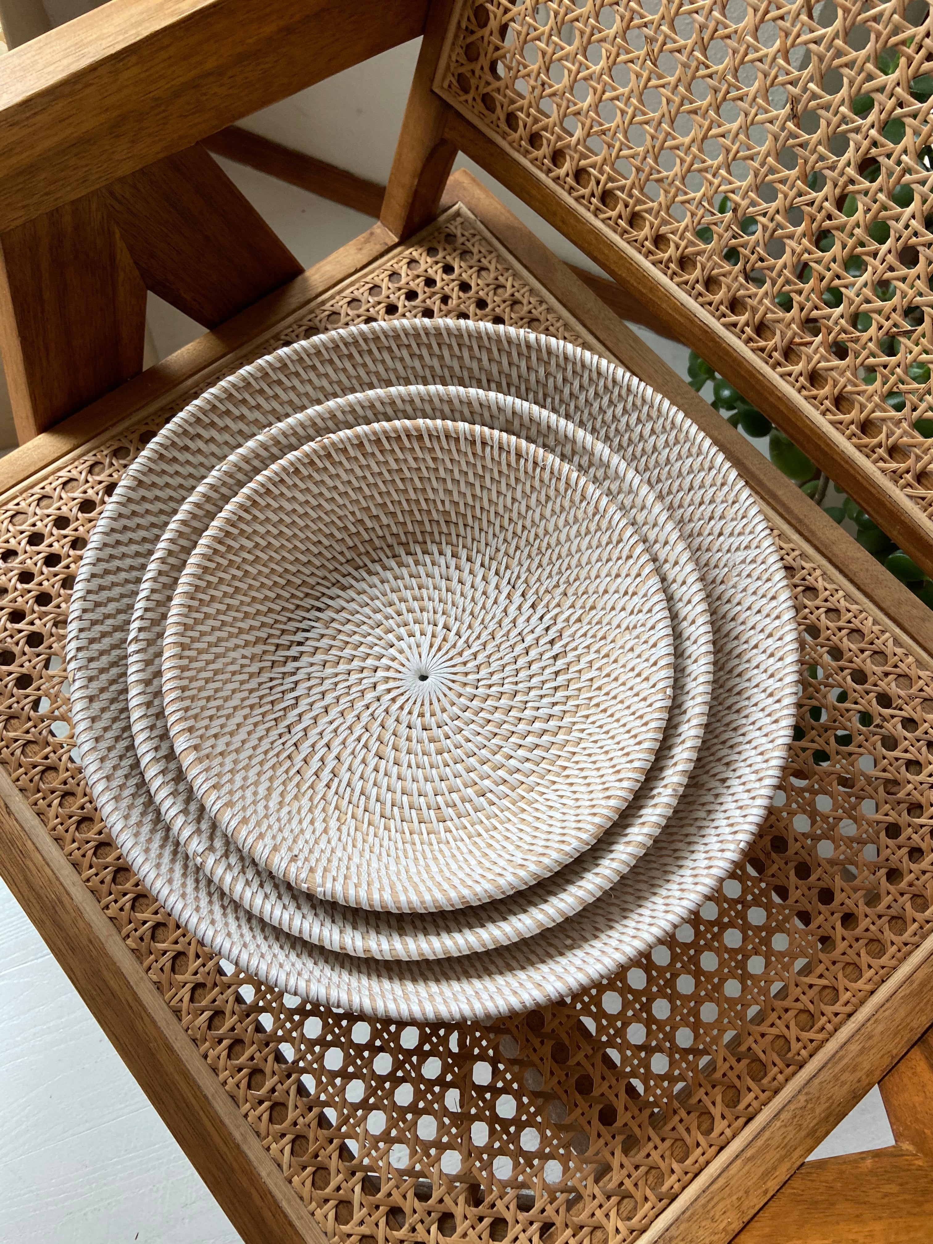 Tiga Woven Nesting Bowls (White)