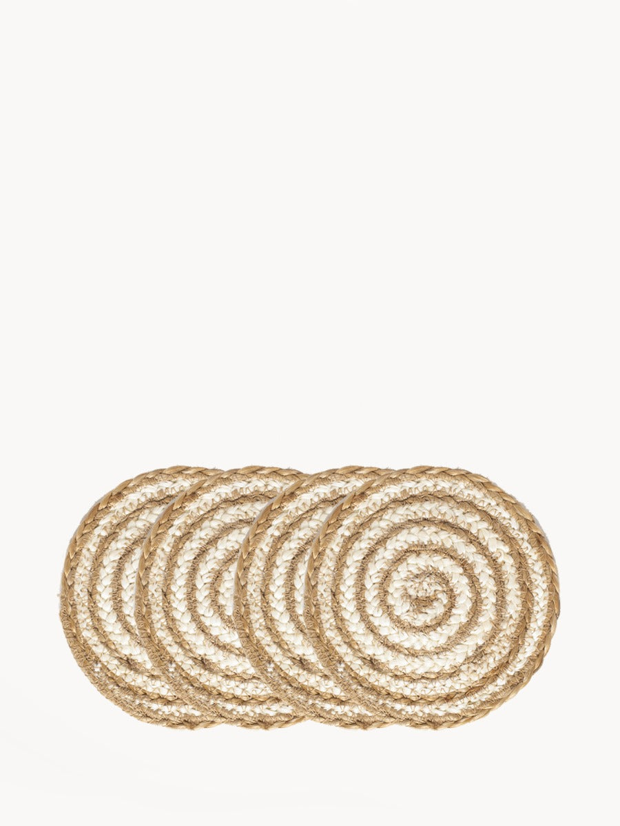 Kata Spiral Coaster Trivet Set of 4 (Natural)