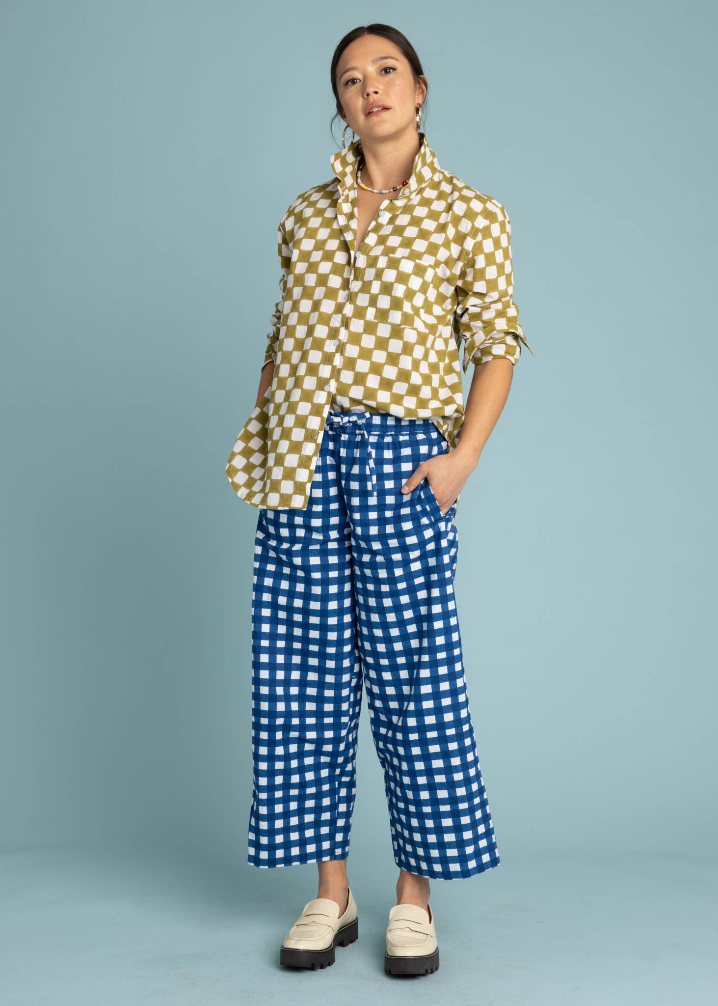 Shore Pant (Gingham Picnic Coastal Blue)