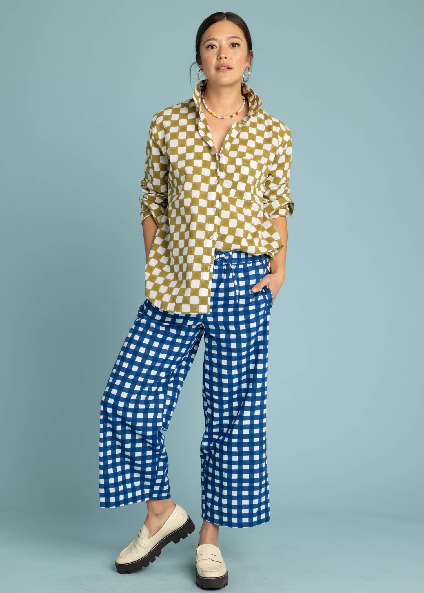 Shore Pant (Gingham Picnic Coastal Blue)