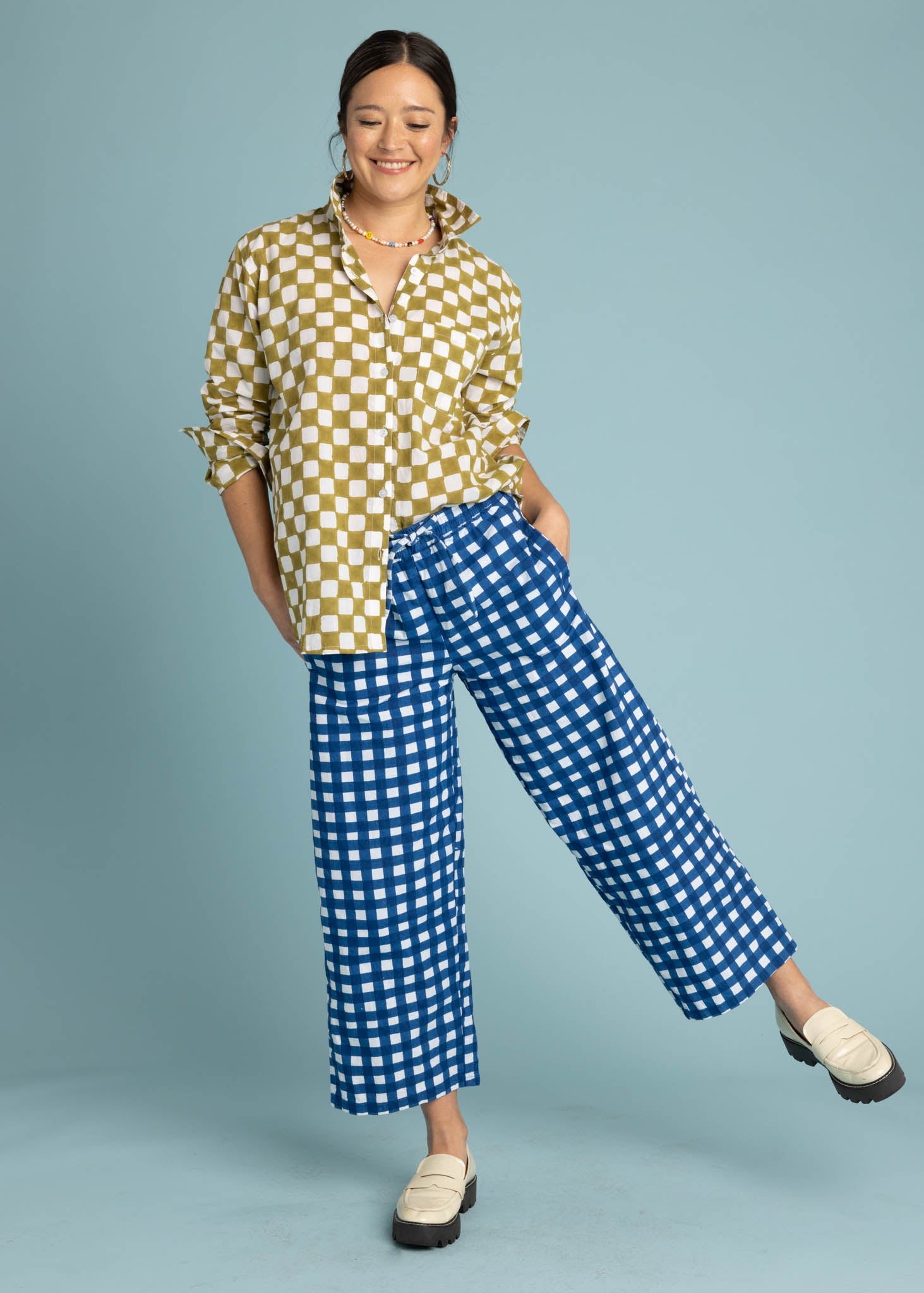 Shore Pant (Gingham Picnic Coastal Blue)