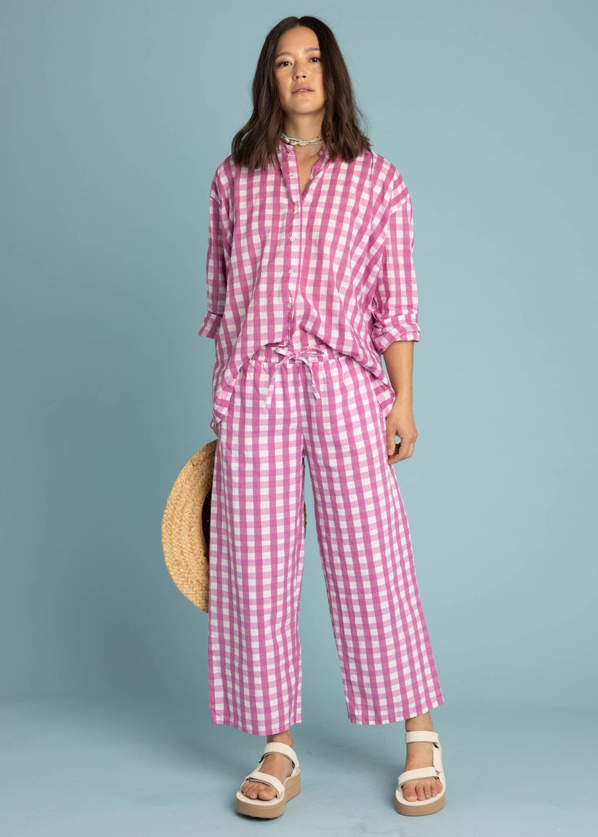 Shore Pant (Gingham Picnic Dahlia)