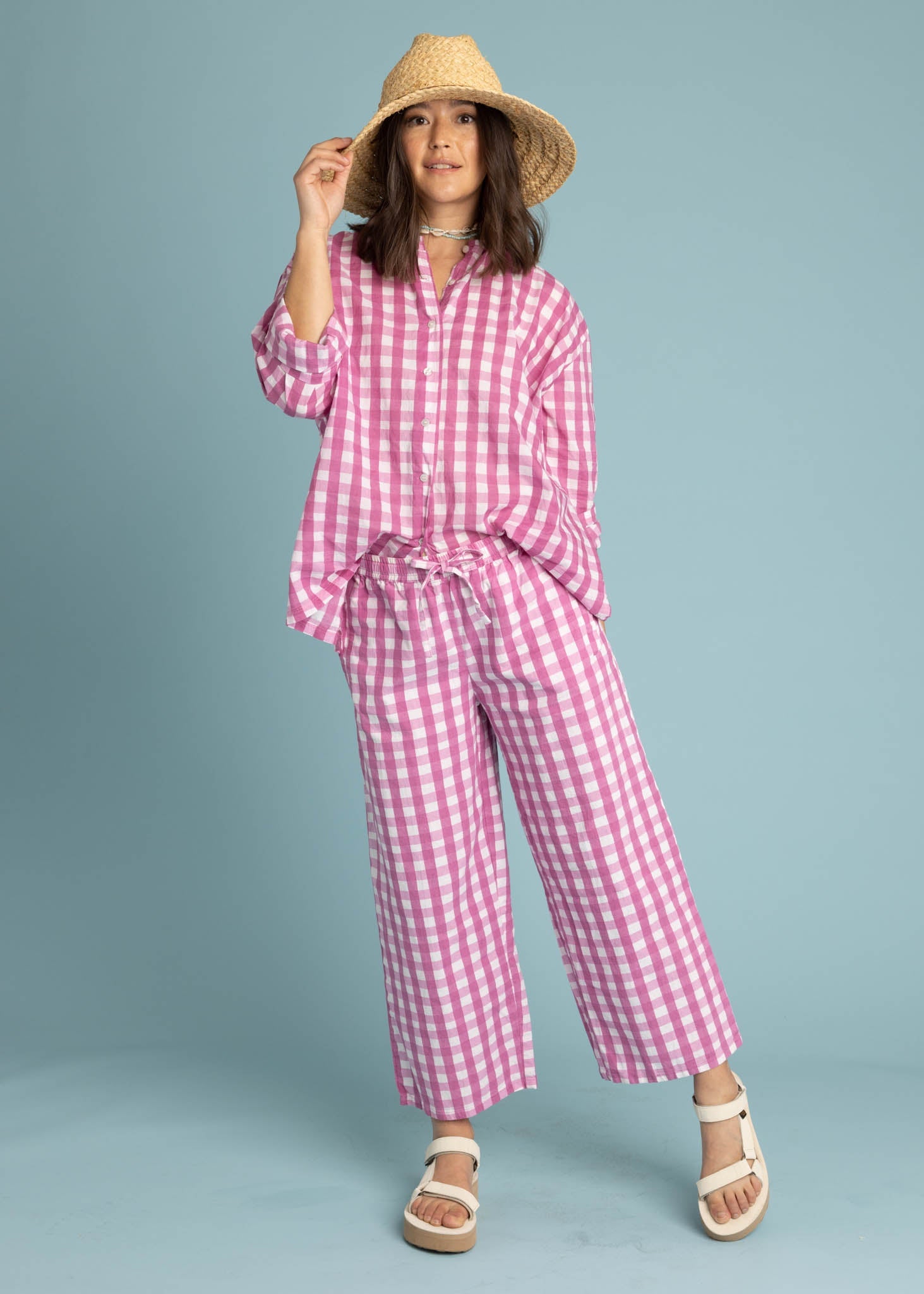 Shore Pant (Gingham Picnic Dahlia)