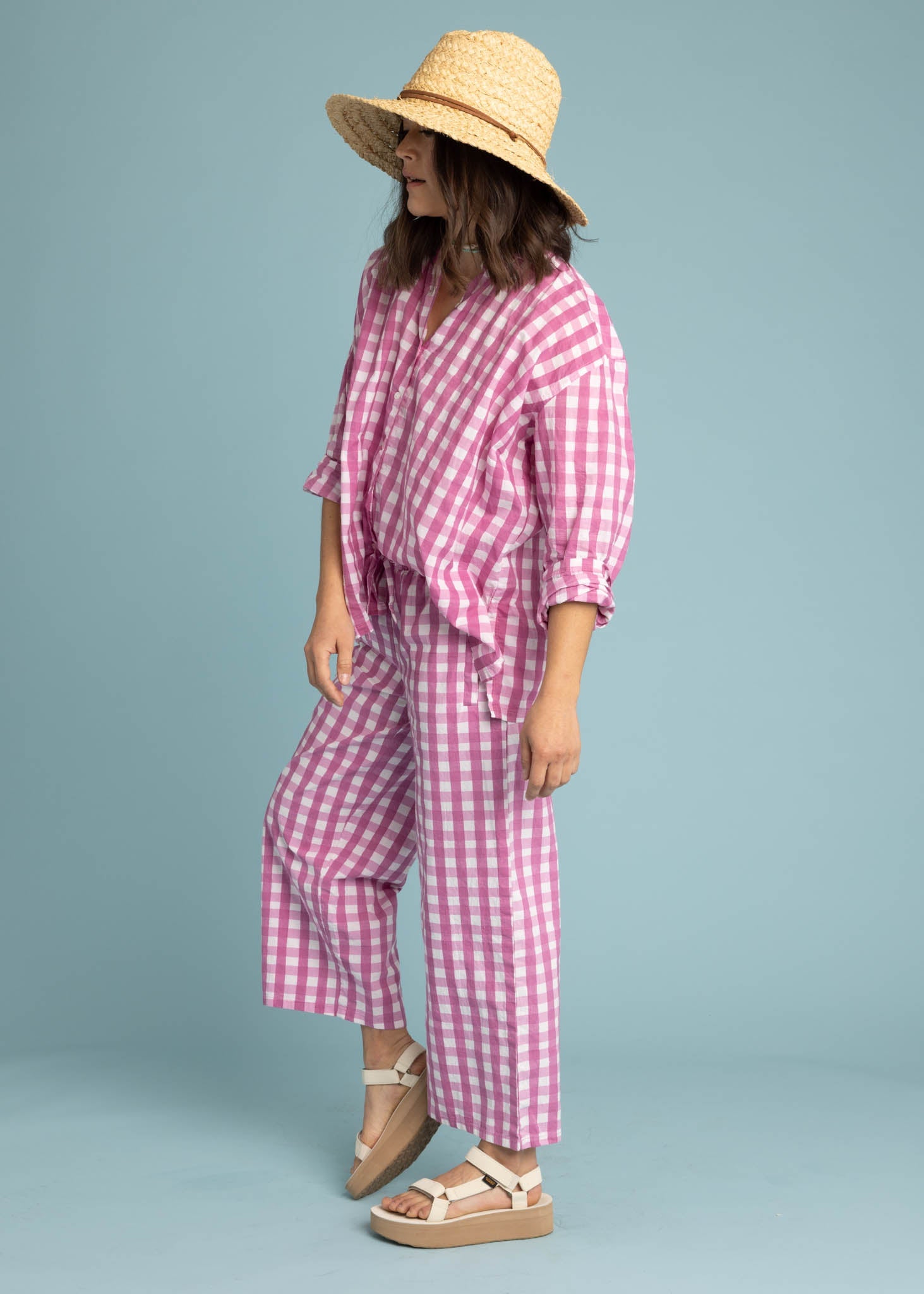 Shore Pant (Gingham Picnic Dahlia)