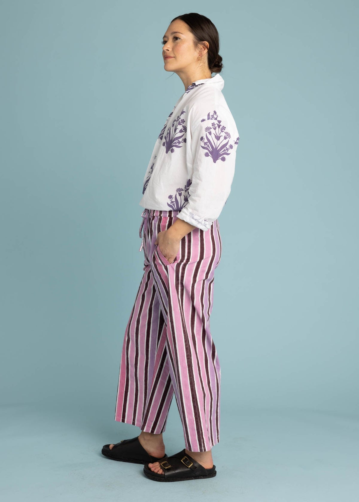 Shore Pant (Wallpaper Stripe Dahlia)