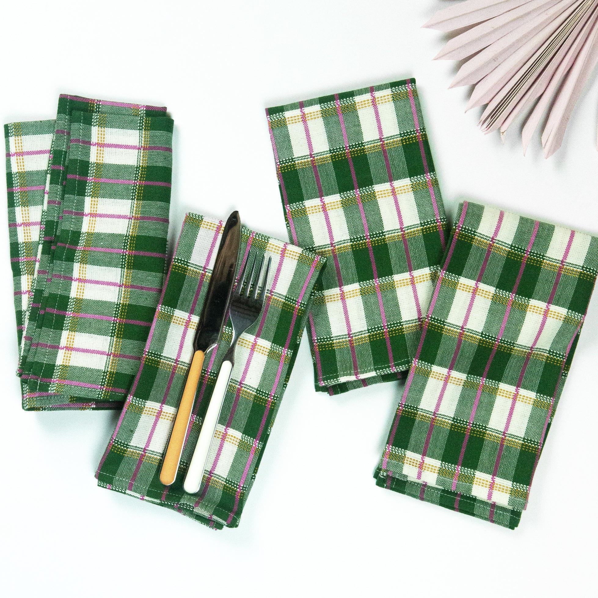 San Andres Gingham Napkins (Forest & White)