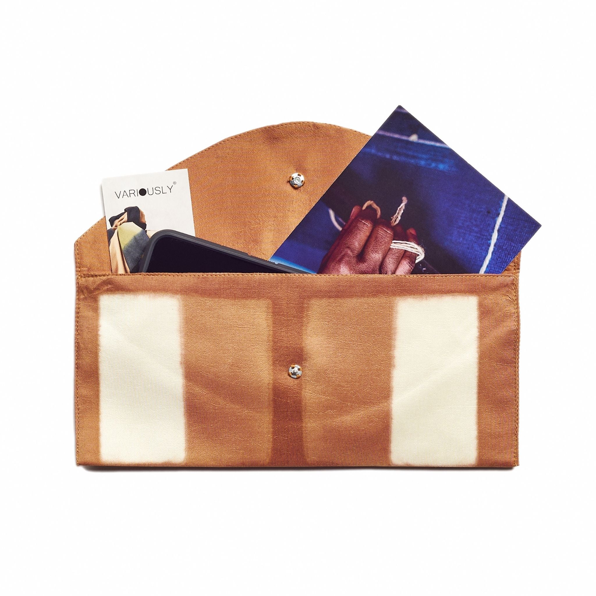 Melo Mulberry Silk Shibori Hand Crafted Zero Waste Pouch (Gold)