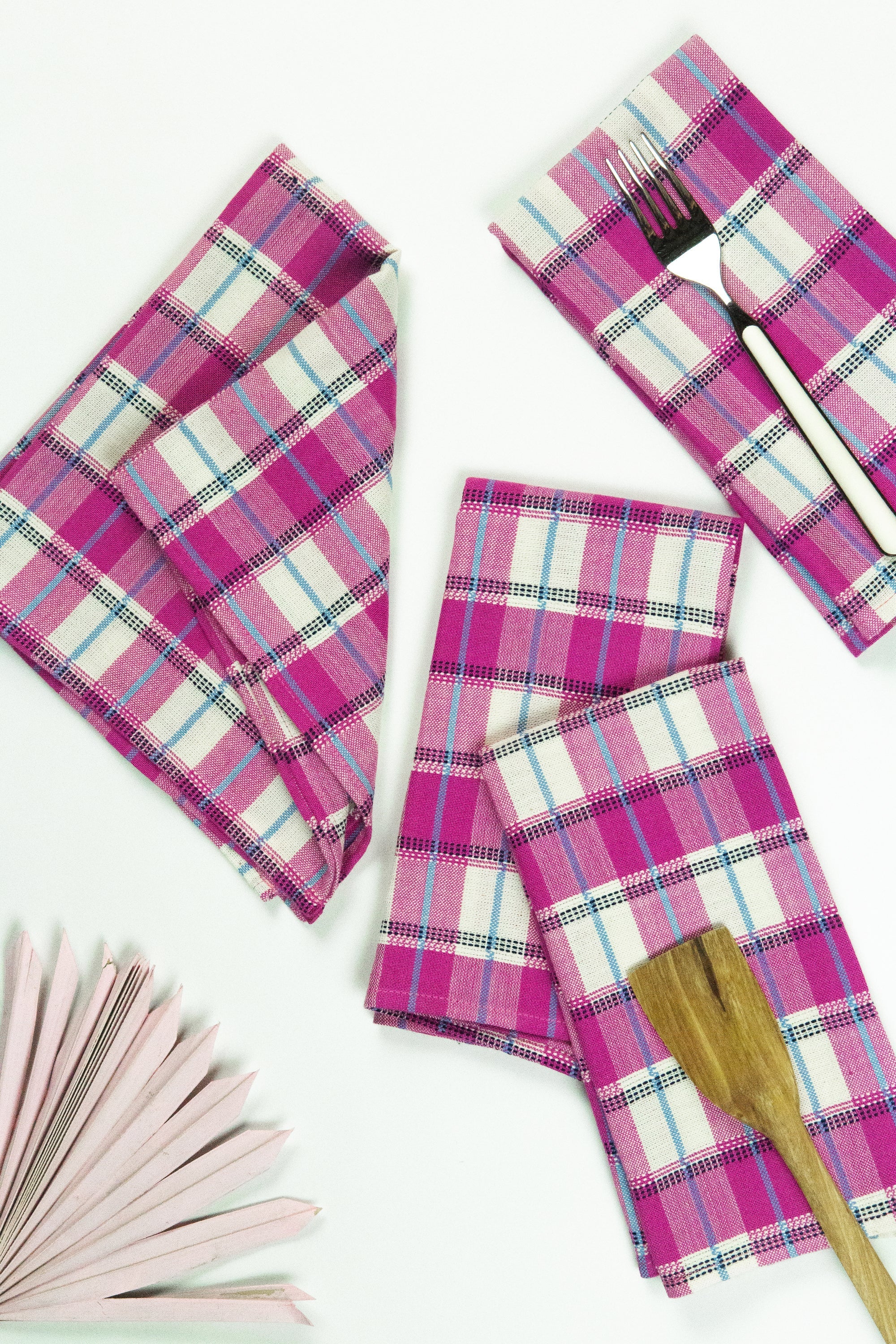 San Andres Gingham Pink & White Napkins