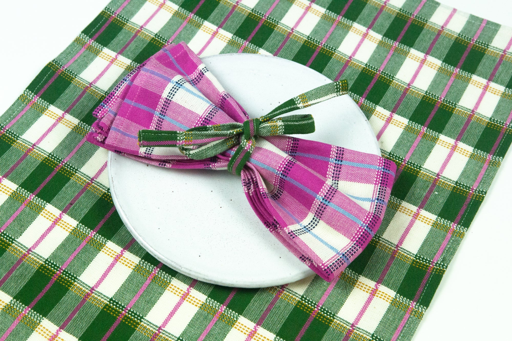 San Andres Gingham Placemat (Forest & Ivory)