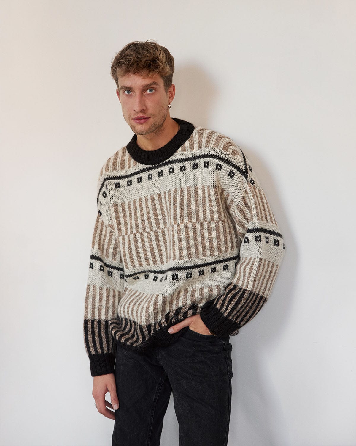 Ethno Alpaca Wool Sweater (Off-White)