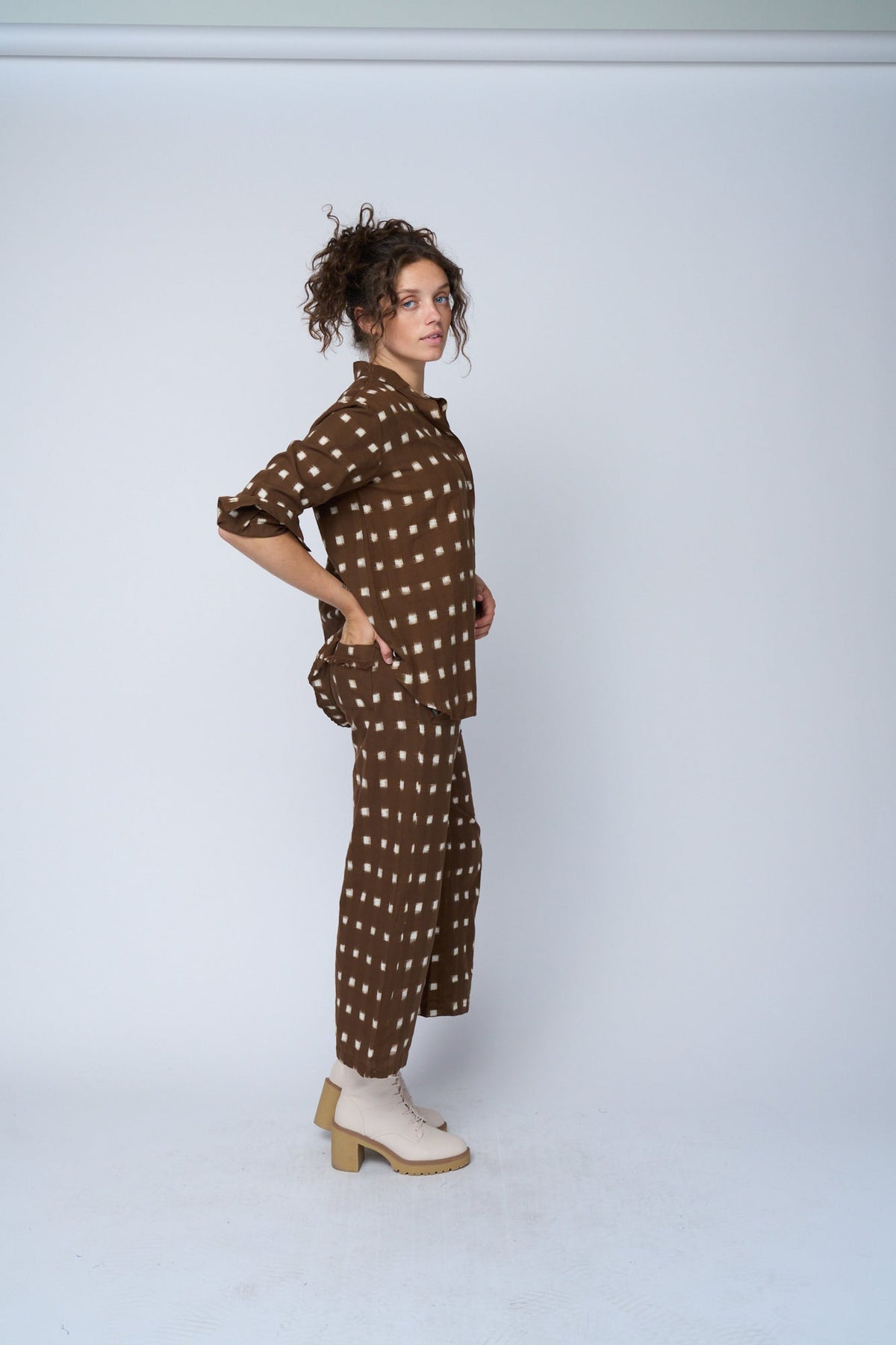 Shore Pant (Ikat Squares Mocha)