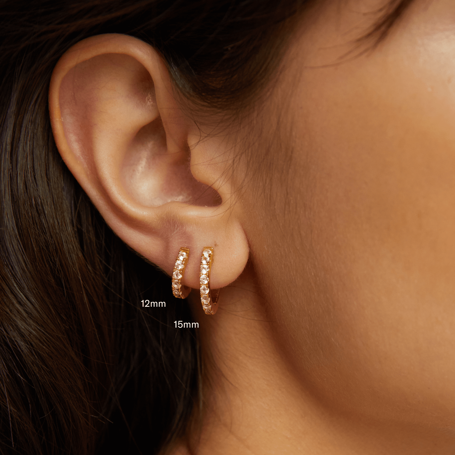 Lab Grown White Sapphire Huggie Earrings