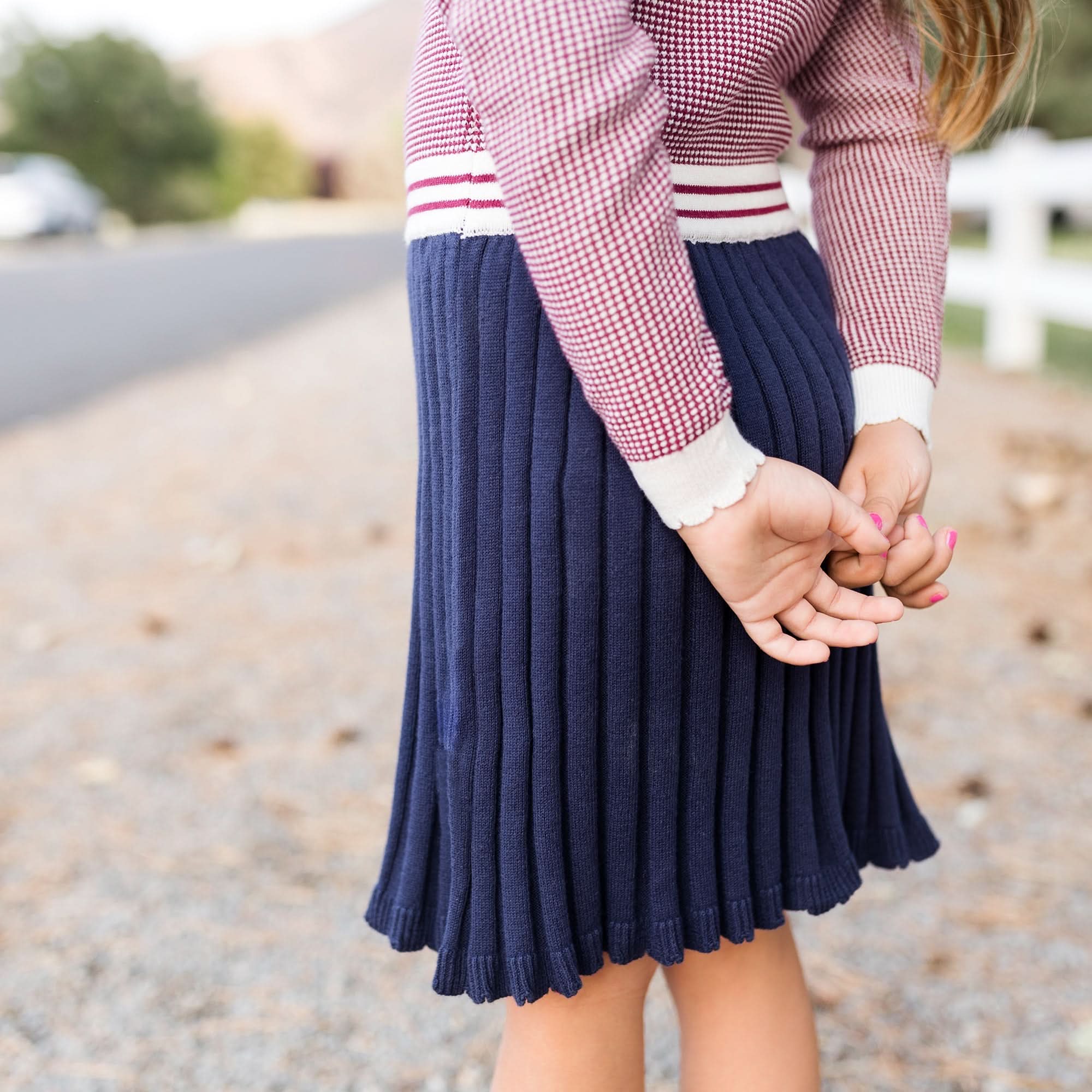 French Blocked Sweater Dress (Berry & Navy)