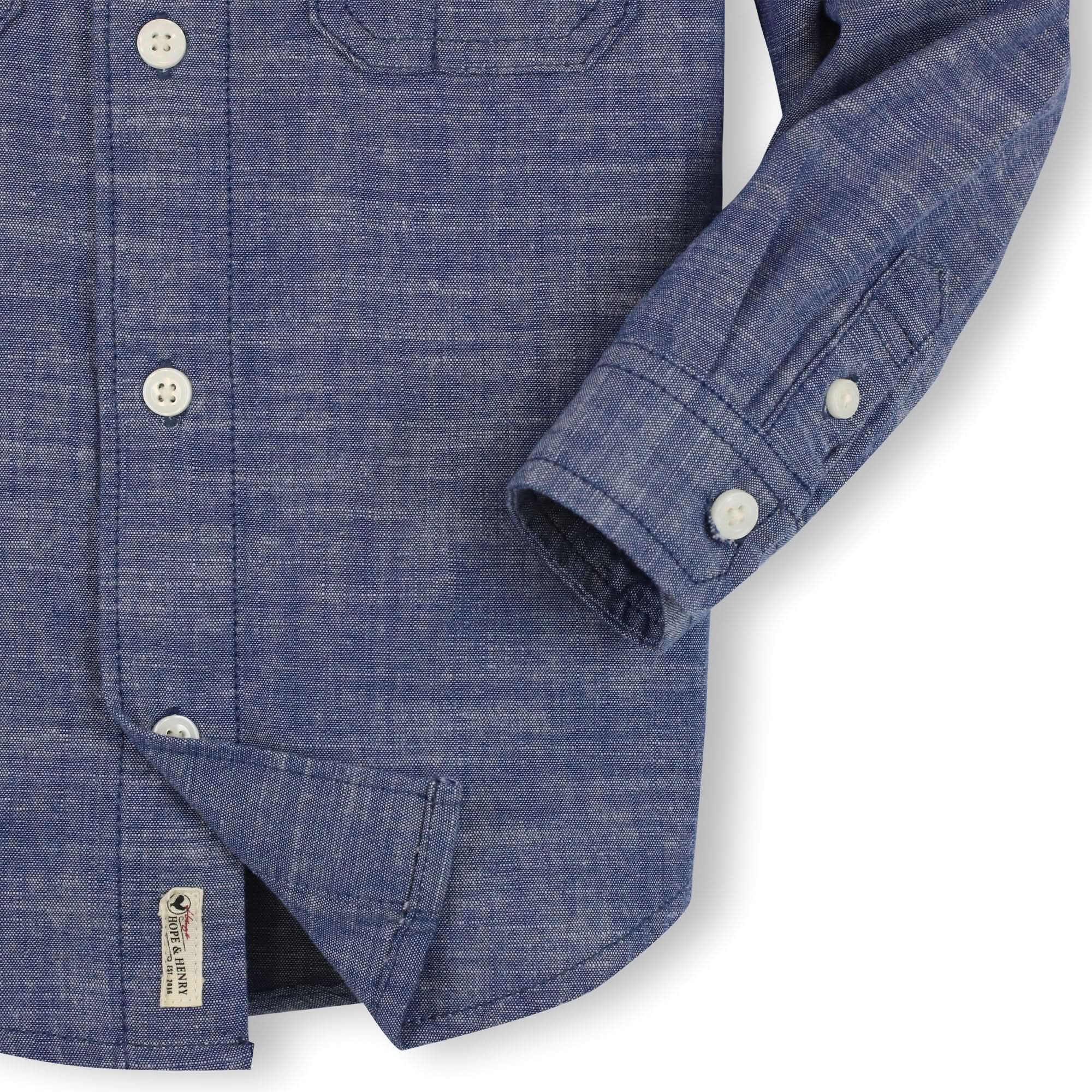Chambray Button Down Shirt (Blue XXS-XL)