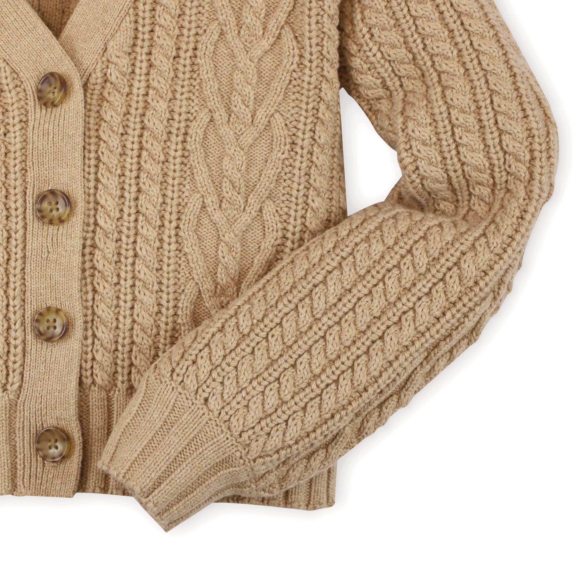 Chunky Cable Cardigan (Camel Heather 3M-24M)