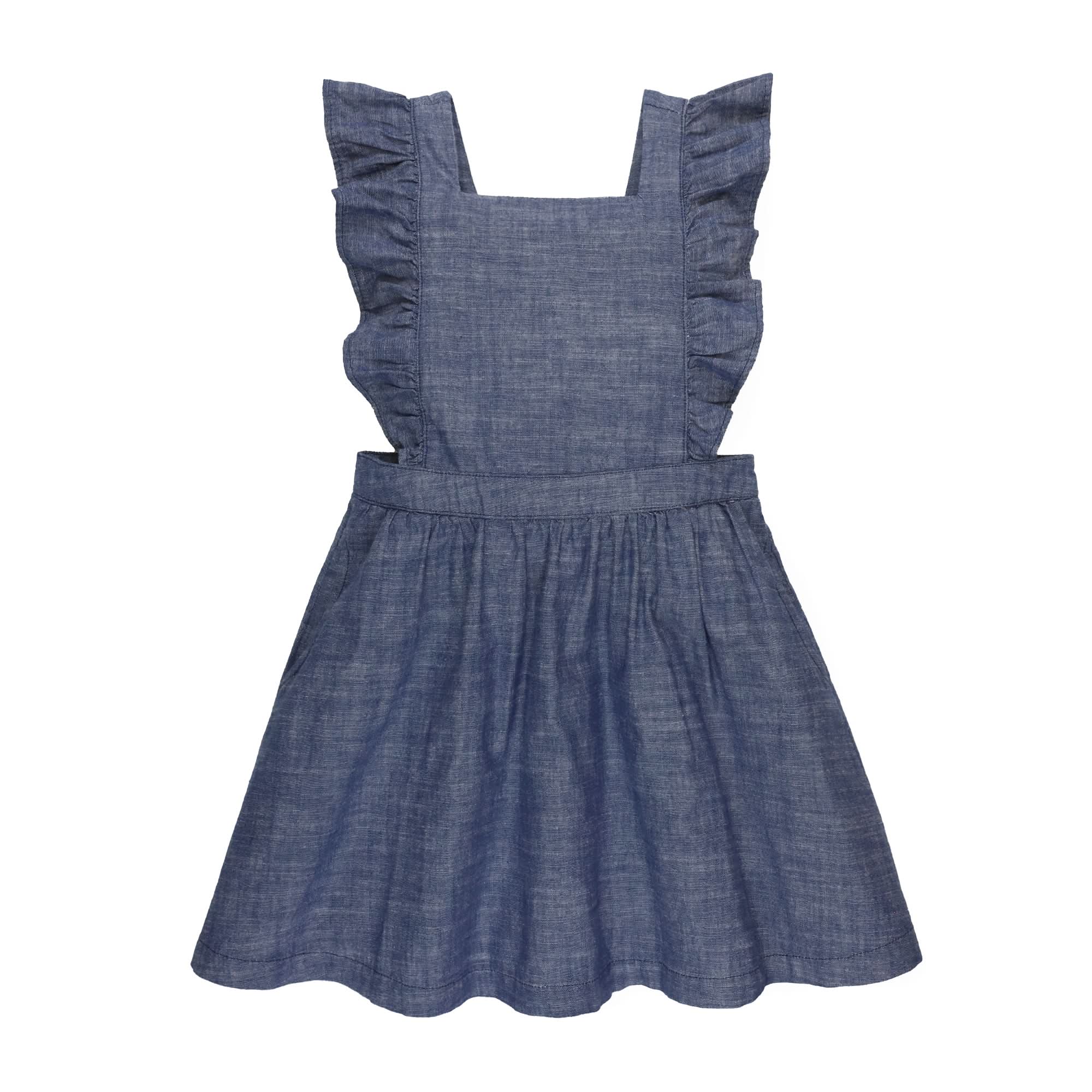 Chambray Ruffle Jumper (Blue)