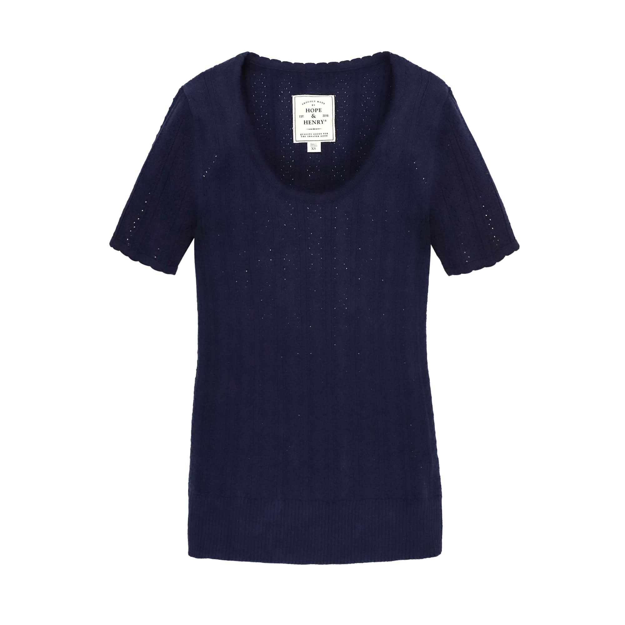 Scoop Neck Sweater Top (Navy)