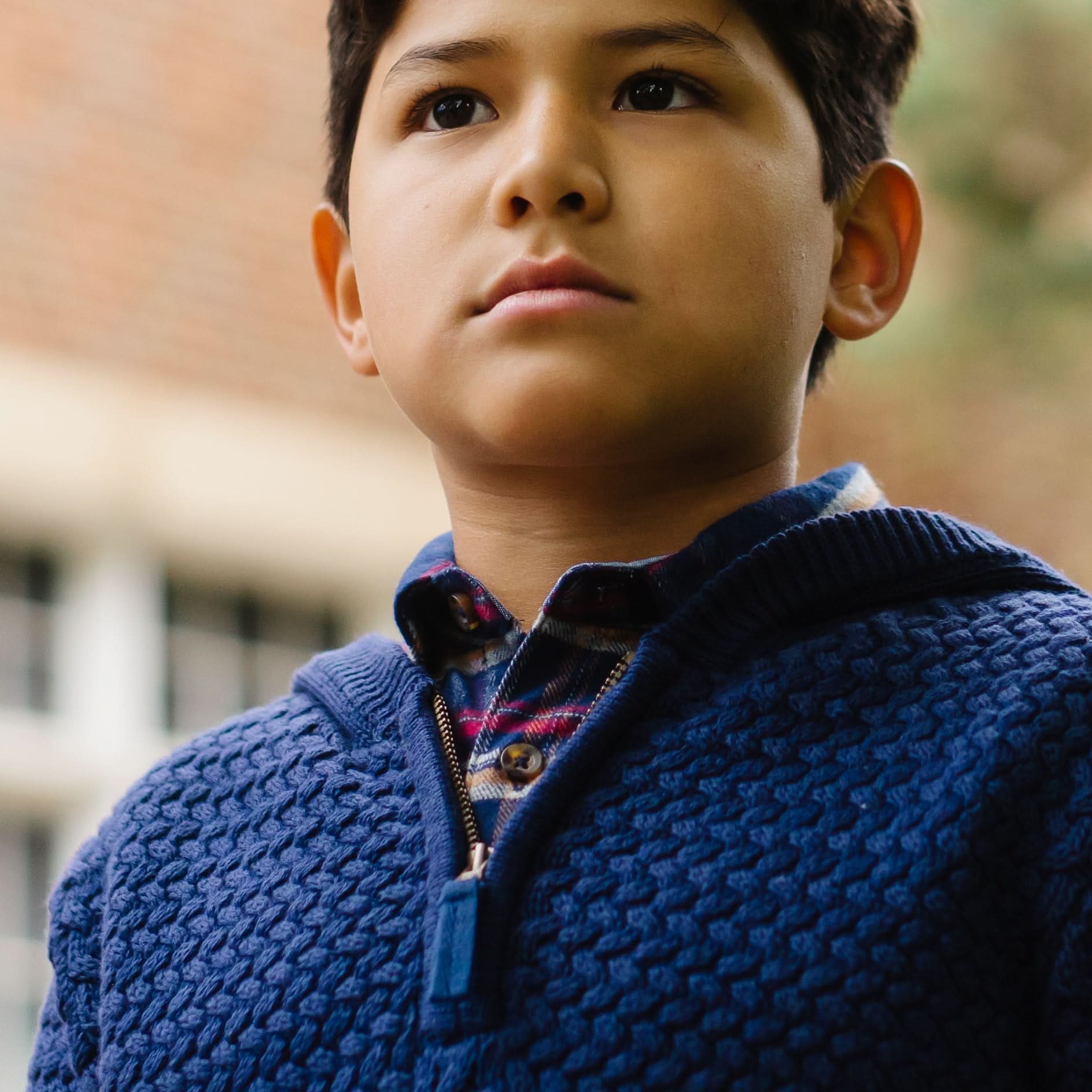 Hooded Half Zip Organic Sweater (Navy 2T-16)