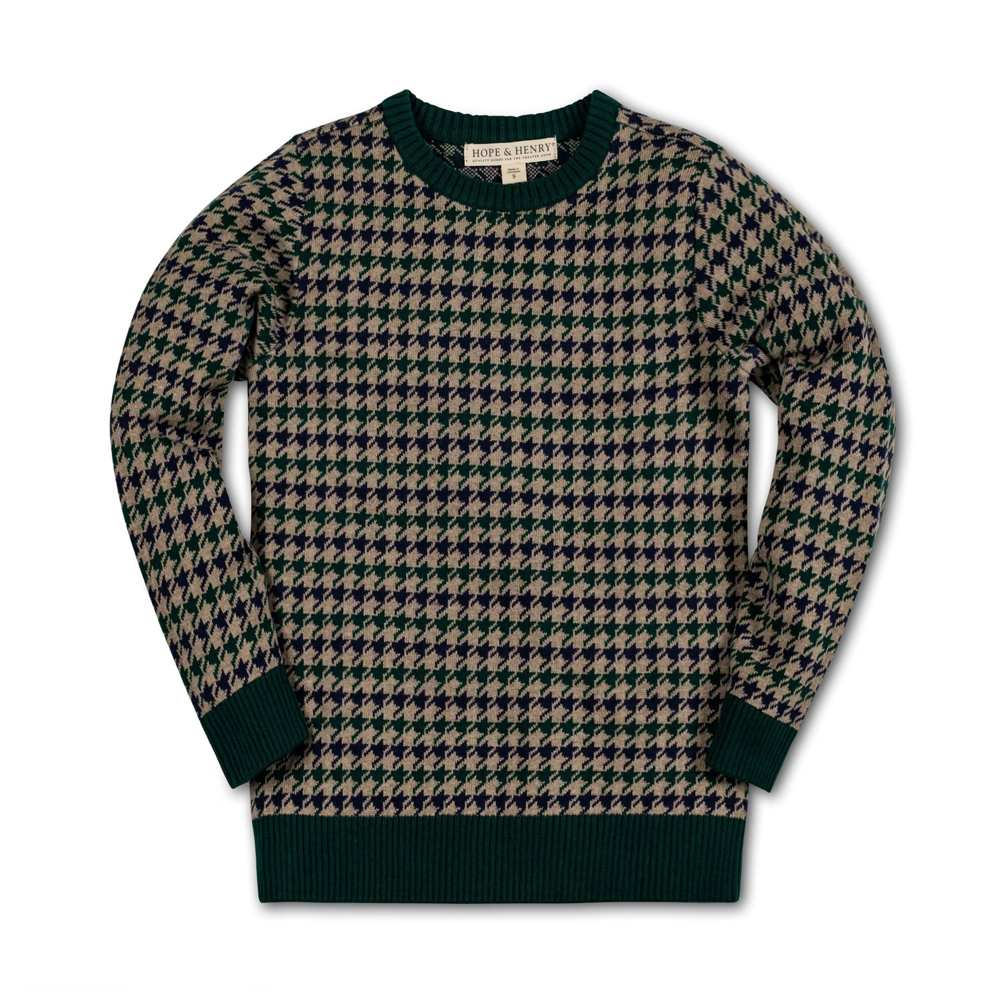 Crew Neck Pullover Sweater (Camel & Deep Green)