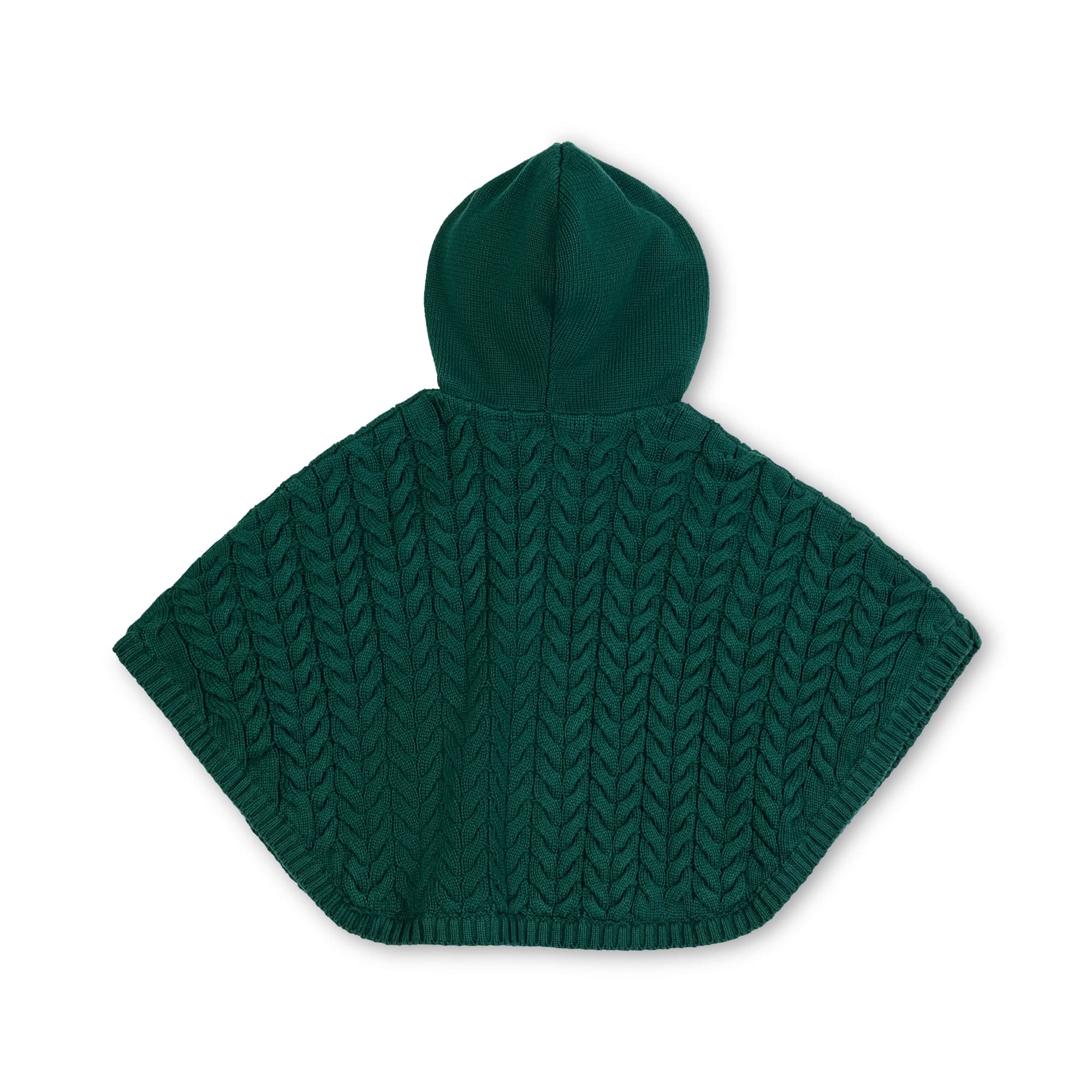 Sweater Cape with Faux Fur Hood (Green)