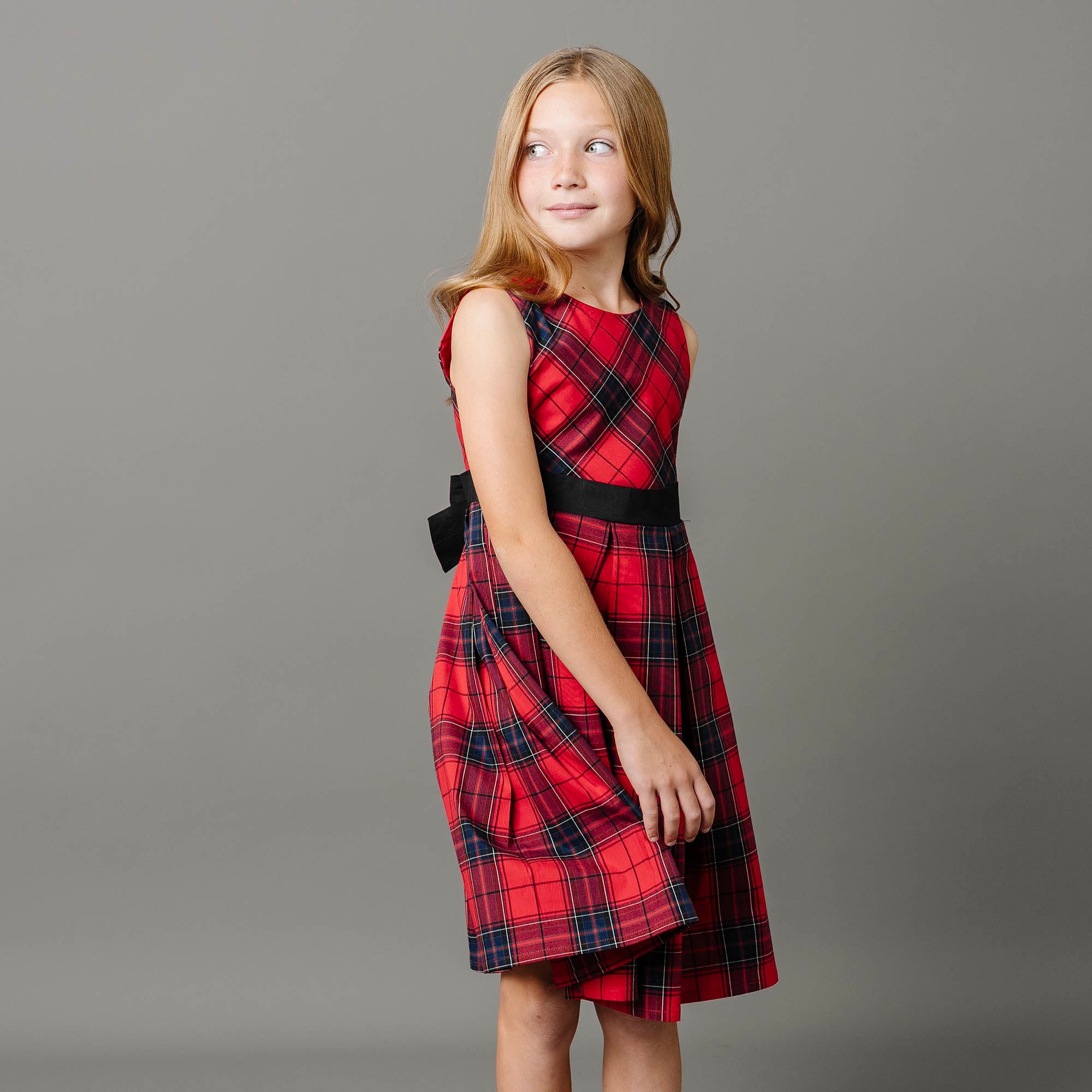 Pleated Party Dress (Red 2T-12)