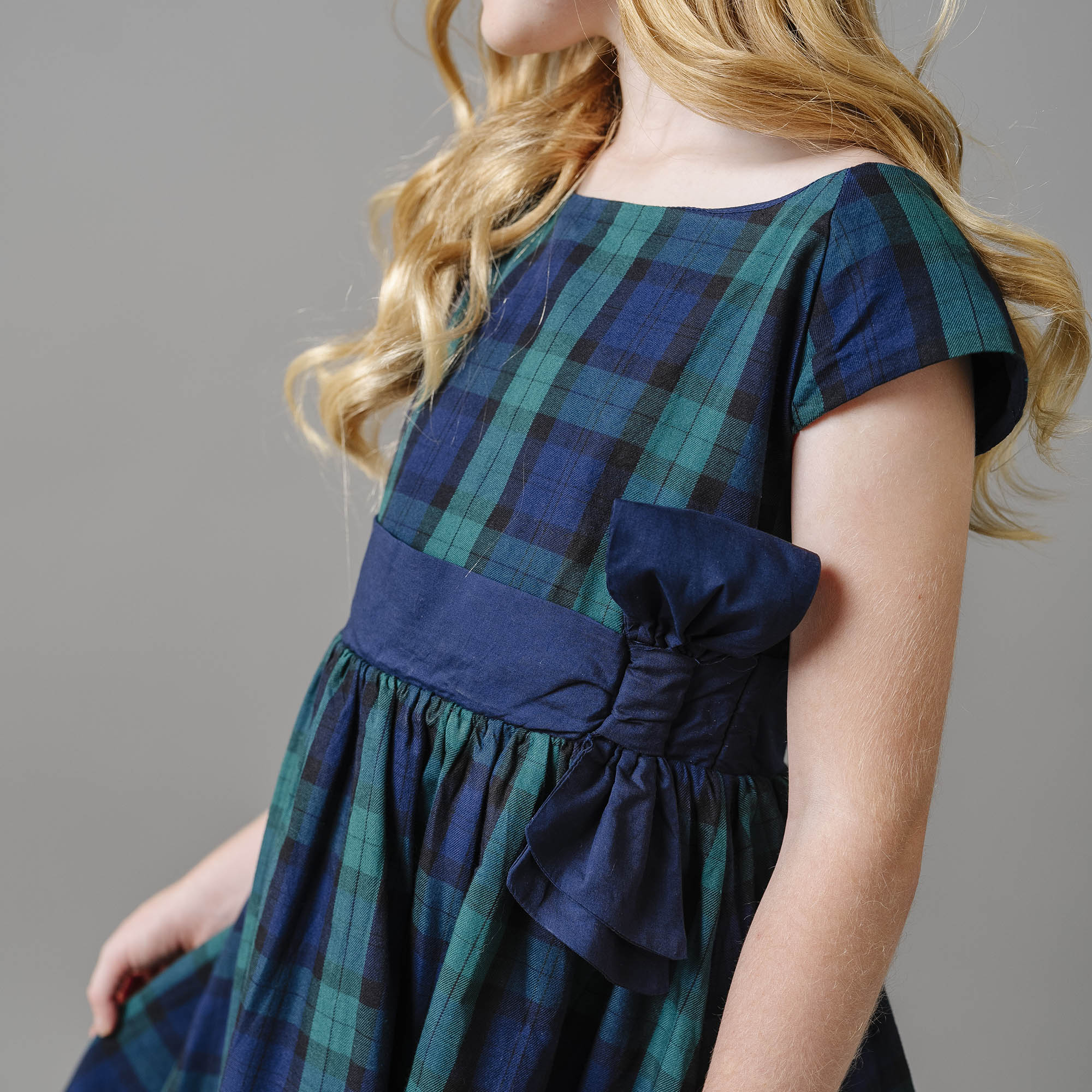 Cap Sleeve Party Dress with Bow Sash (Black)