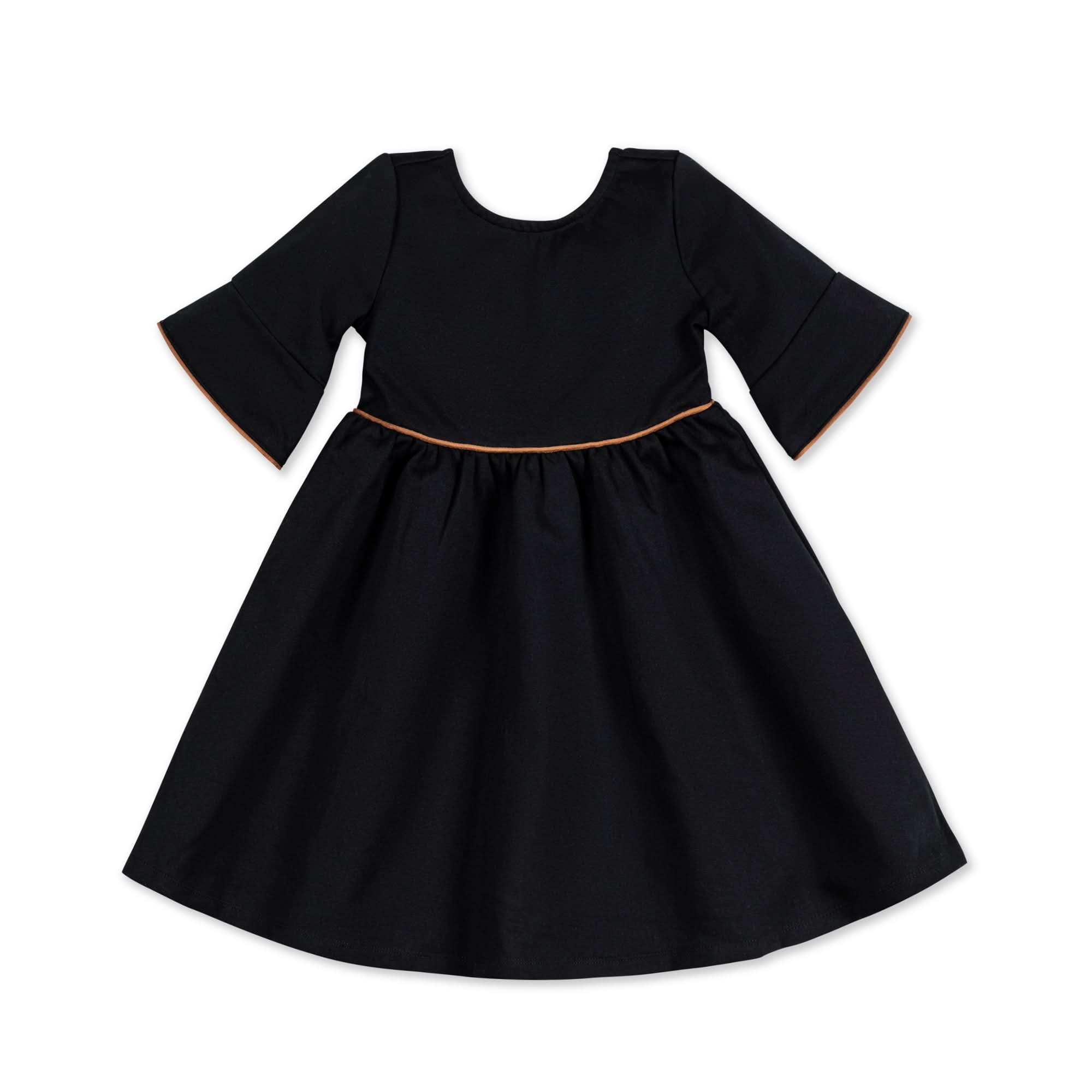 Ruffle Sleeve Ponte Dress (Black)