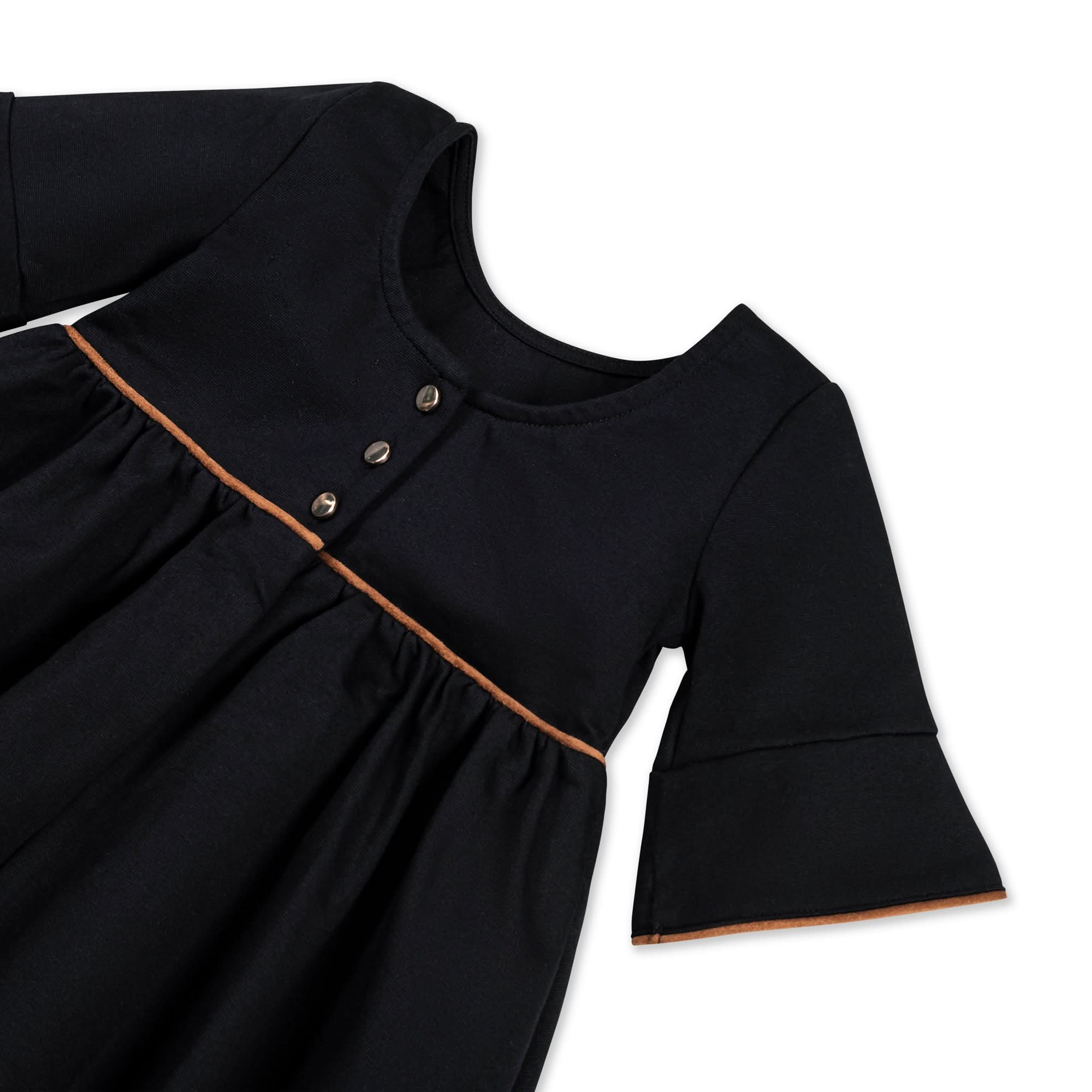 Ruffle Sleeve Ponte Dress (Black)